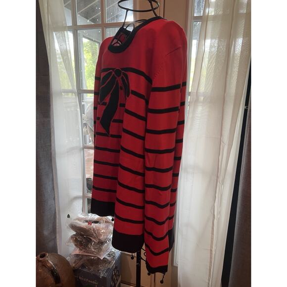 Crown And Ivy 100% Cotton Red And Blue Bow Sweater Size Women’s XL - Picture 2 of 7